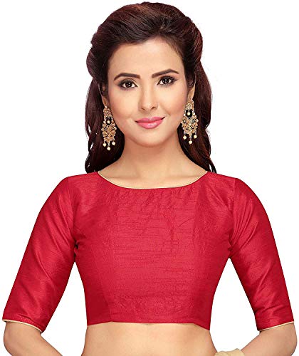 Hiral Designer Mall Readymade Saree Blouse for Women Party wear Choli Cotton Silk Polyester Blouse (38, Maroon)