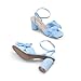 DREAM PAIRS Women's Bow Heeled Sandals, Luxurious Crinkle Satin Upper, Open Toe, Adjustable Ankle Strap, 2.95-Inch Block Heel, Vegan Insole, Wedding Bridal Party, Size 8,Blue,DWUMHS2504
