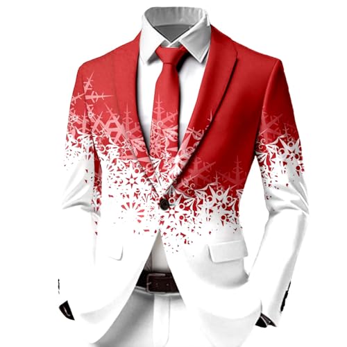 Mens Blazer, Christmas Suit for Men Funny Xmas Printed One Button Suit Jacket Slim Fit Fashion Casual Party Sport Coat