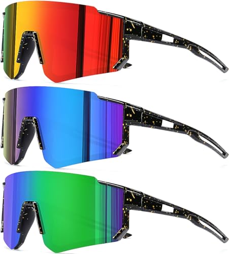 AWGSEE 3 Pack Kids Baseball Sunglasses Youth Sports Football Softball Sunglasses for Girls Boys UV400 Protection