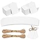 Geschenkanhänger Kraftpapier Anhänger Etiketten 150 Stück, 3x5cm Klein Kraftpapier Etiketten Tags mit 20 Meter Juteschnur, Geschenk Anhänger für Hochzeit Geschenke zum Basteln, Weiß