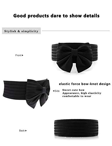 YALEMEI Women Cute Bow Wide Elastic Waist Belt - Adorable Dress Accessory (S)3