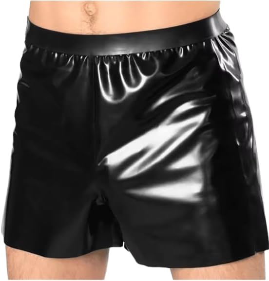 Men PU Shorts Wetlook Patent Leather Casual Male Boxer Shorts Underwear Night Club Costume