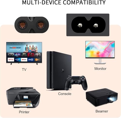 1.2M UK Plug Figure 8 BS1363 to IEC227 C7 2-pin Lead Cable, TV, Printer, Monitor, Camera, Laptop Charger, Kettle Lead, Power Cable Plug for Console - Black (1.2M)