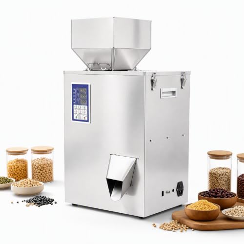 Lumicasaler Automatic Weighing Filling Machine, 1-500g Adjustable Weighing Filler with 0.3g Accuracy, 180W Automatic Packing Machine for Coffee, Tea, Grain (1-500g)