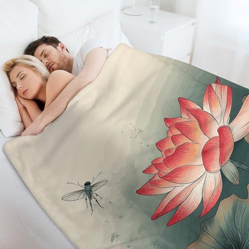 Couverture en flanelle douce légère fleurs libellules pour voyage - 7
