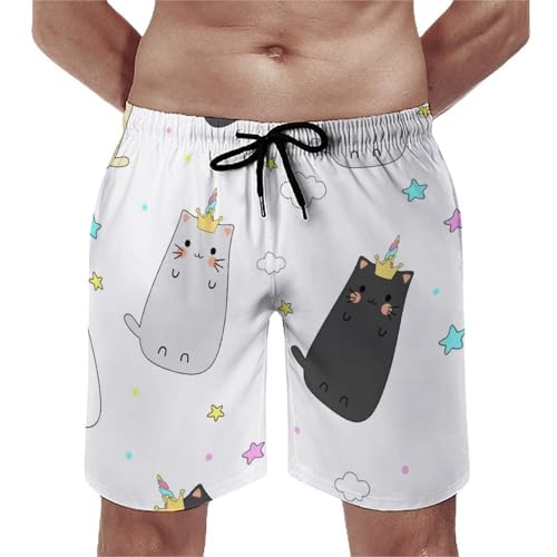 Short de bain homme chat licorne pour vos journées de plage actives