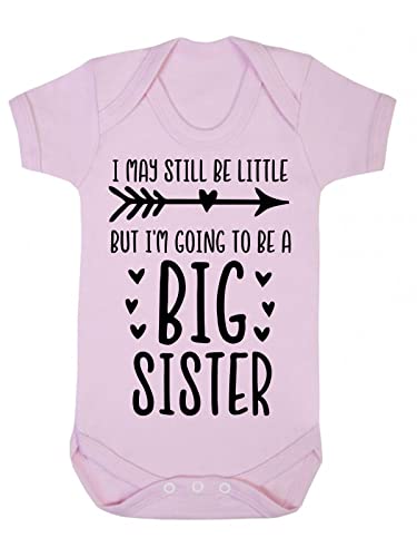 BBY3 Body pour bébé Inscription I May be Little but I'm Going to be a Big Sister Rose pastel 0-3 mois
