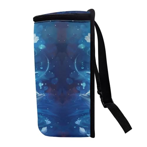 Image of DISNIMO Floral Dolphin Car Trash Can with Lid Leakproof Dustbin Vehicle Trash Bin, Portable Garbage Bin for Automotive Car, Home, Office, Kitchen, Bedroom