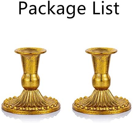 Sziqiqi Pcs of 2 Vintage Candlestick Holder Gold Taper Candle Holder Antique Shabbat Candleholder Set, Fits 1 Inch Tapered Candles, for Window and Mantle Display Home Decor, S + S