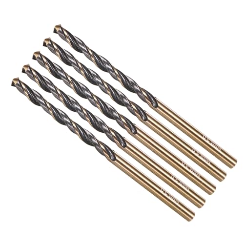 Image of METALLIXITY Drill Bit (3mm) 5Pcs, 4341 High-Speed Steel Straight Shank 118° Black and Gold Finish for Copper Aluminum Wood Plastic Medium Hard Metal