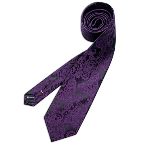 Image of DiBanGu Mens Paisley Tie Set Silk Woven Jacquard Necktie and Pocket Square Cufflinks Gift Set for Wedding Bussiness