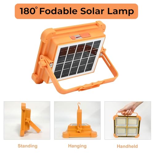 Image of EMBOX Solar LED Flood Light 100W|16500mAh Rechargeable Battery|10000LM Brightness 288 LED USB & Solar Charging| 5 Lighting Modes Portable Metal Camping Lamp for Garage Farm Fishing & Emergency