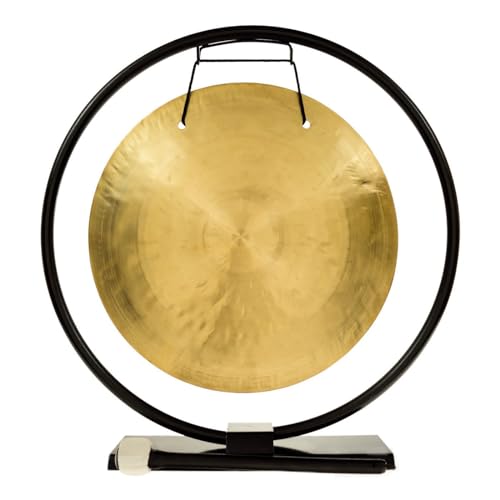 14" Gongs on the Au Courant Gong Stand - 14" Wind Gong/Includes Gong of your Choice, Stand, & Mallet/Traditional Chinese Gong/Great for Meditation & Sound Healing/Bronze Gong