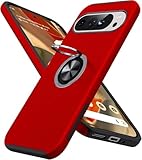 JAME for Google Pixel 10 Case/Pixel 10 Pro Case, Slim Fit Military Grade Shockproof Cover with Metal Ring Holder Stand Kickstand Protective Phone Case for Google Pixel 10/10 Pro 6.3', Dark Red