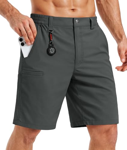 TACVASEN Men's Hiking Cargo Shorts Quick Dry Lightweight Tactical Fishing Casual Work Shorts with Multi-Pockets Grey 36