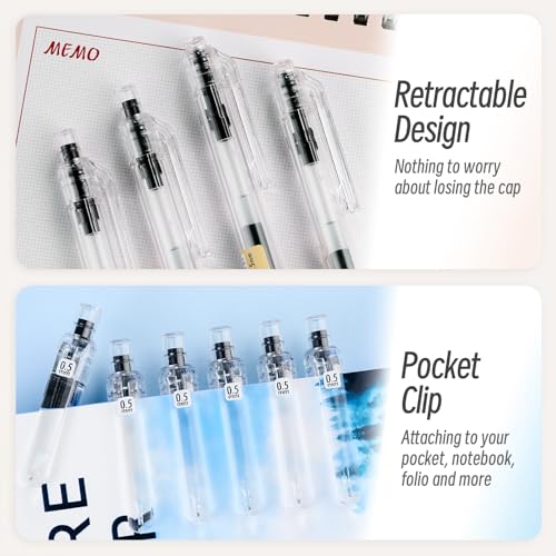 Bolígrafos roller gel retractiles, 0.5mm negro, pack 12 miniatura 6