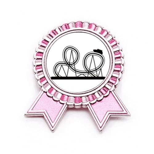Broche rose pour médaille de lauréat de prix noir en métal taille M à motif parc d'attractions