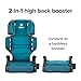 Diono Connect3 R 2-in-1 High Back Booster, Slim Fit 3-Across in Many Mid-Sized Sedans and SUVs, for Children from 40-120 lbs., Lightweight with Cupholder, Blue Razz Ice