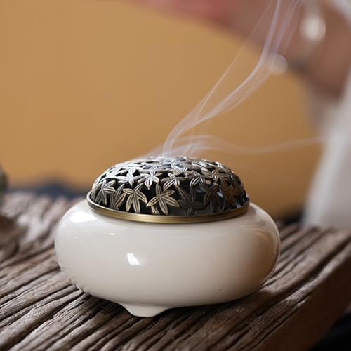 Image of Ekhasa Ceramic Dhoop Dani Loban Burner Holder Stand for Home | Dhup Kapoor Dani for Puja | Sambrani Dhoop Holder | Dhuni Burner Samrani Dhoop Batti Stand for Pooja | Dhup Stand Incense Oud Burner