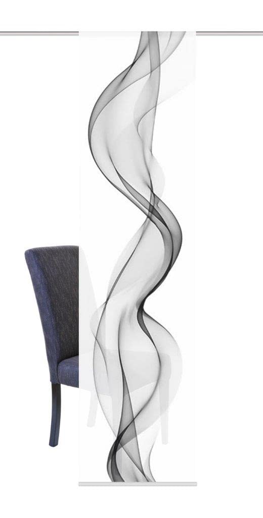 Home Fashion 87065 Edmonton - Panel japonés con impresión Digital (con Barra de contrapeso, rieles y sujeciones, 245 x 60 cm), poliéster, Gris, 245 x 60 cm