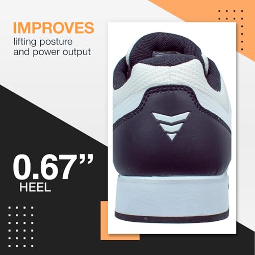 CORE Weightlifting Shoes - Squat Shoes for Powerlifting, Crosstraining, Deadlifting, Weight Training and Gym - Olympic Lifting Footwear with 0.67" Heel - Strap and Lace-Up Design for Men and Women2