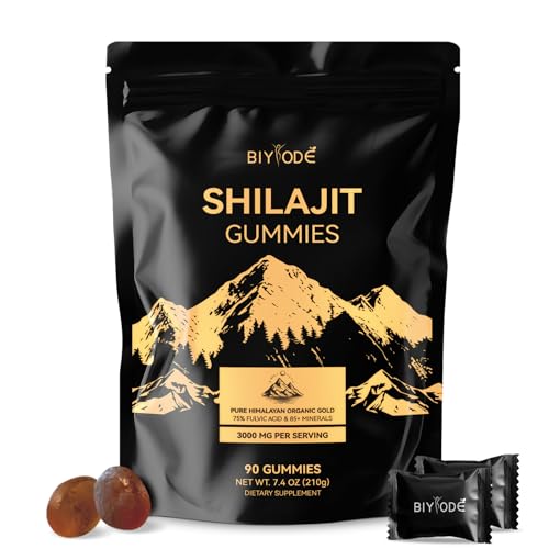 Shilajit Gummies: Pure Shilajit Himalayan Rich in Ashwagandha Gaulshura Fulvic Acid 85 Micronutrients Suitable for Men and Women No Added Sugar Non-GMO 100% Natural Organic 90 Gummies