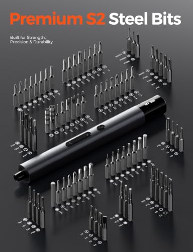 Image of Electric Precision Screwdriver Set, 80 Magnetic Bits, Max 0.75N.m Torque, Mini Electric Screwdriver with 5 Torque Levels, Cordless Repair Tool for Electronics, PC Build, Laptop, Phone and Camera
