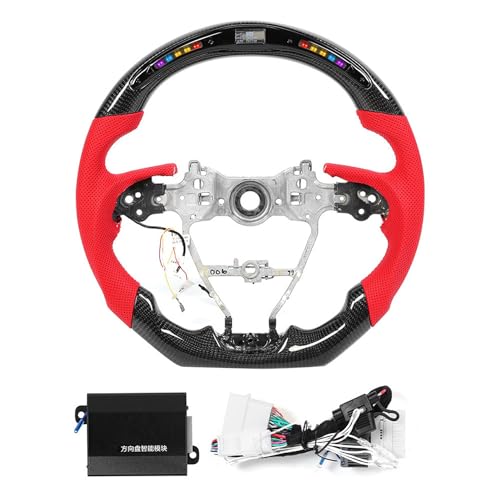 Volante LED Torvex, compatible con Avalon 2018-2020, volante de fondo plano de fibra de carbono, cuero preforado rojo Nappa