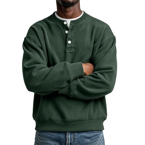 Corduroy Long Sleeve Henley Shirts for Men Casual Fall Shirt Pullovers - image 6