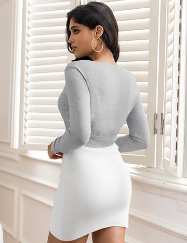 Image of Women's Cropped Cardigan Sweaters Crew Neck Button Down Open Front Knit Bolero Shrugs