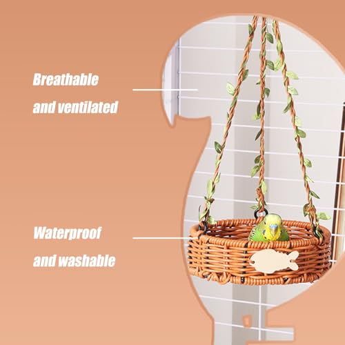 Cama Para Aves Gaiola,Cabana de Dormir Para Aves | Trançada à Mão Respirável Imitação Rattan Para Lo