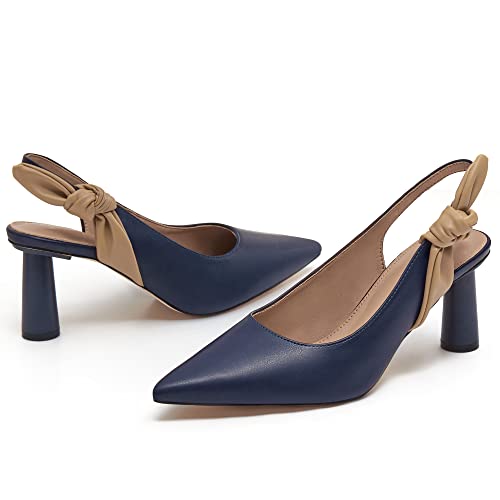 Rilista Women's Slingback Closed Pointed Toe Heels Bowknot Slip On Weding Party Dress Pumps3