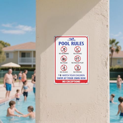 Señal de Reglas para Piscina de Aluminio 14x10 pulgadas miniatura 6