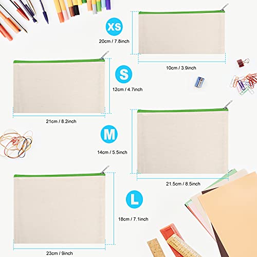 Sinzip 12 Pieces Cotton Canvas Makeup Bag, Multipurpose Cosmetic Bag With Zipper Travel Toiletry Pouch, Blank Diy Craft Bag (S) #TOP6