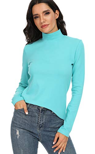 Image of Women's Cotton Mock Turtleneck Long Sleeve Basic Thermal Top