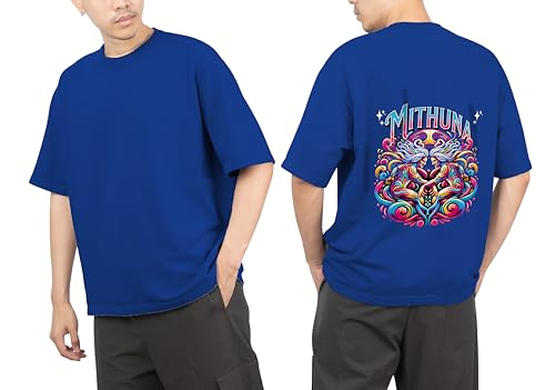 Image of Men's Zodiac Sign Printed Oversized Cotton T-Shirt