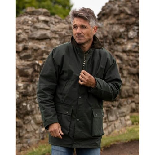 WALKER AND HAWKES - Men's Wax Padded Blackstone Jacket - Olive - Medium