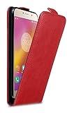 Cadorabo Hülle kompatibel mit Lenovo P2 Flip Design aus Premium Kunst Leder Flip Klappbare Stoßfeste Magnetische Cover Hülle für Lenovo P2 Tasche in Rot