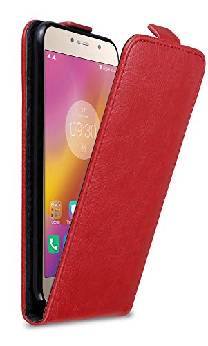 Cadorabo Hülle kompatibel mit Lenovo P2 Flip Design aus Premium Kunst Leder Flip Klappbare Stoßfeste Magnetische Cover Hülle für Lenovo P2 Tasche in Rot