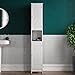 Home Discount Mobile Armadio Tallboy da Bagno Liano con Porta a tapparella, Bianco