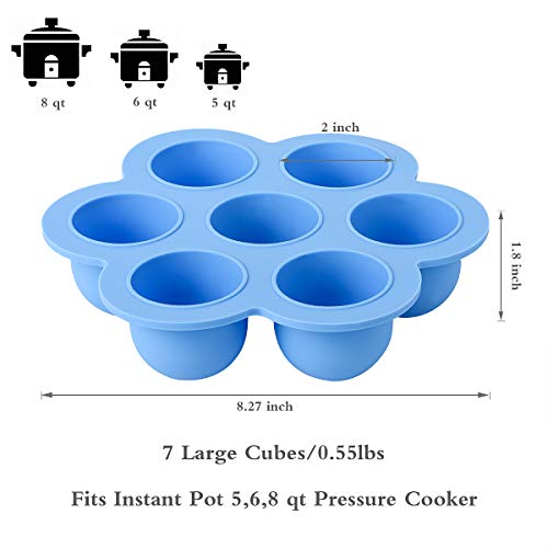 Hhyn Silicone Egg Bites Molds Compatible With Instant Pot Accessories - Fits 5, 6, 8 Qt Pressure Cooker, Reusable Food Storage Container And Freezer Tray With Lid Sous Vide Egg Poache, Blue #TOP5