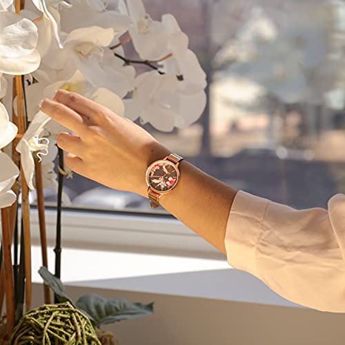 Image of Nine West Women's Floral Dial Strap Watch
