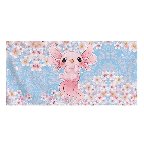 Showudesigns Sakura Axolotl Bath Towels for Women Girls Beach Towel Super Absorbent Lightweight Bath Towel Suitable for Travel,Sports,Bathing,Pool Bathroom Sheets