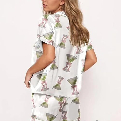 Image of VKEGNIO Womens Pajamas Set Short Sleeve Button-Down 2 Piece PJ Set Lounge Sleepwear Cute Graphic Tees PJ Set