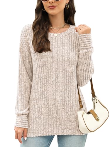 JomeDesign Sweaters for Women Long Sleeve Shirts Crew Neck Sweatshirt Lightweight Casual Tunic Tops2