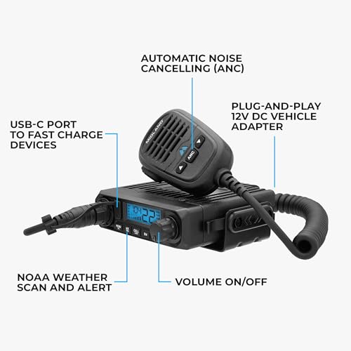 Image of Midland MXT115P PRO MicroMobile GMRS Two-Way Radio - 15-Watt Mobile Radio with IP67 Waterproof Design, NOAA Weather Radio, Intercom & PA Capability, Magnetic Mount Antenna, Vehicle GMRS Radio