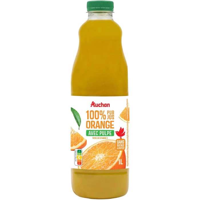 AUCHAN Pur jus d'orange avec pulpe 1 L