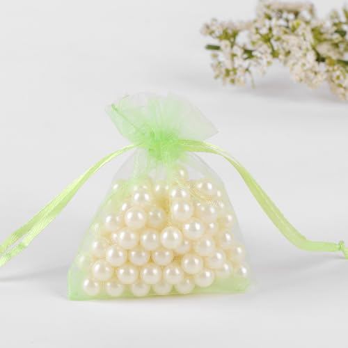 Image of Dealglad 50pcs Drawstring Organza Jewelry Candy Pouch Christmas Wedding Party Favor Gift Bags (3x4 inch, Light Green)