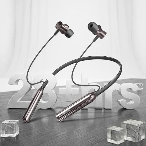 Image of Bluetooth Neckband Earphones, V5.3, 28+ Hours Playtime, C-Type Fast Charging, HD Sound, in Ear (Purple)